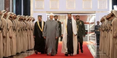 ولي عهد أبوظبي نائب القائد الأعلى للقوات المسلحة يستقبل الإمام أحمد الطيب، شيخ الأزهر،