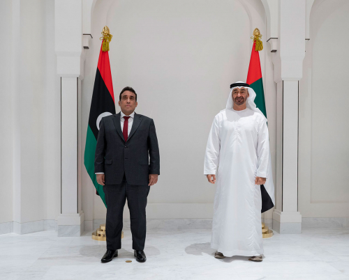الشيخ محمد بن زايد يبحث مع رئيس المجلس الرئاسي الليبي العلاقات الثنائية 