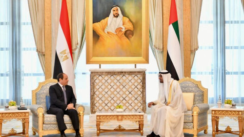 بن زايد والسيسي يؤكدان مواصلة العمل ضد التدخلات الإقليمية ومحاولات بث الفرقة بين دول المنطق