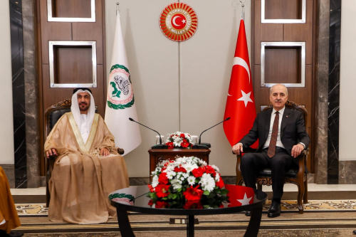 رئيس البرلمان التركي يستقبل رئيس البرلمان العربي ويتفقان على مسارات مشتركة لتعزيز العلاقات البرلمانية العربية التركية